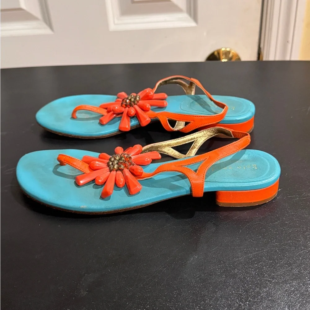 Kate Spade Freida Blue and Orange Floral Sandals size 7.5